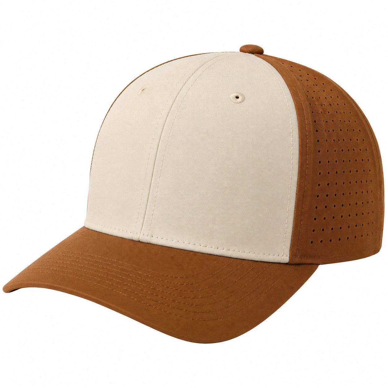 Verstellbare Baseballcap Beige/Braun mit Belüftungslöchern