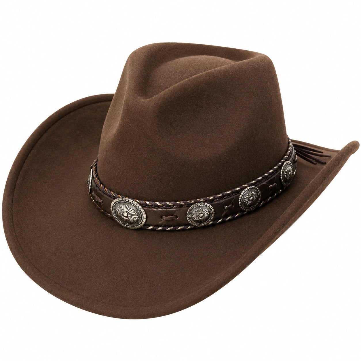Brauner Cowboyhut mit Breitem Rand und Verzierungen