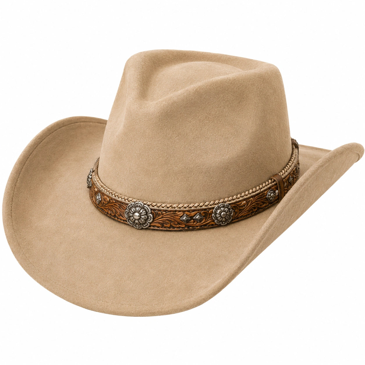 Western Cowboyhut Herren Braun mit Breiter Krempe