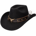 Schwarzer Cowboyhut mit Stieremblem