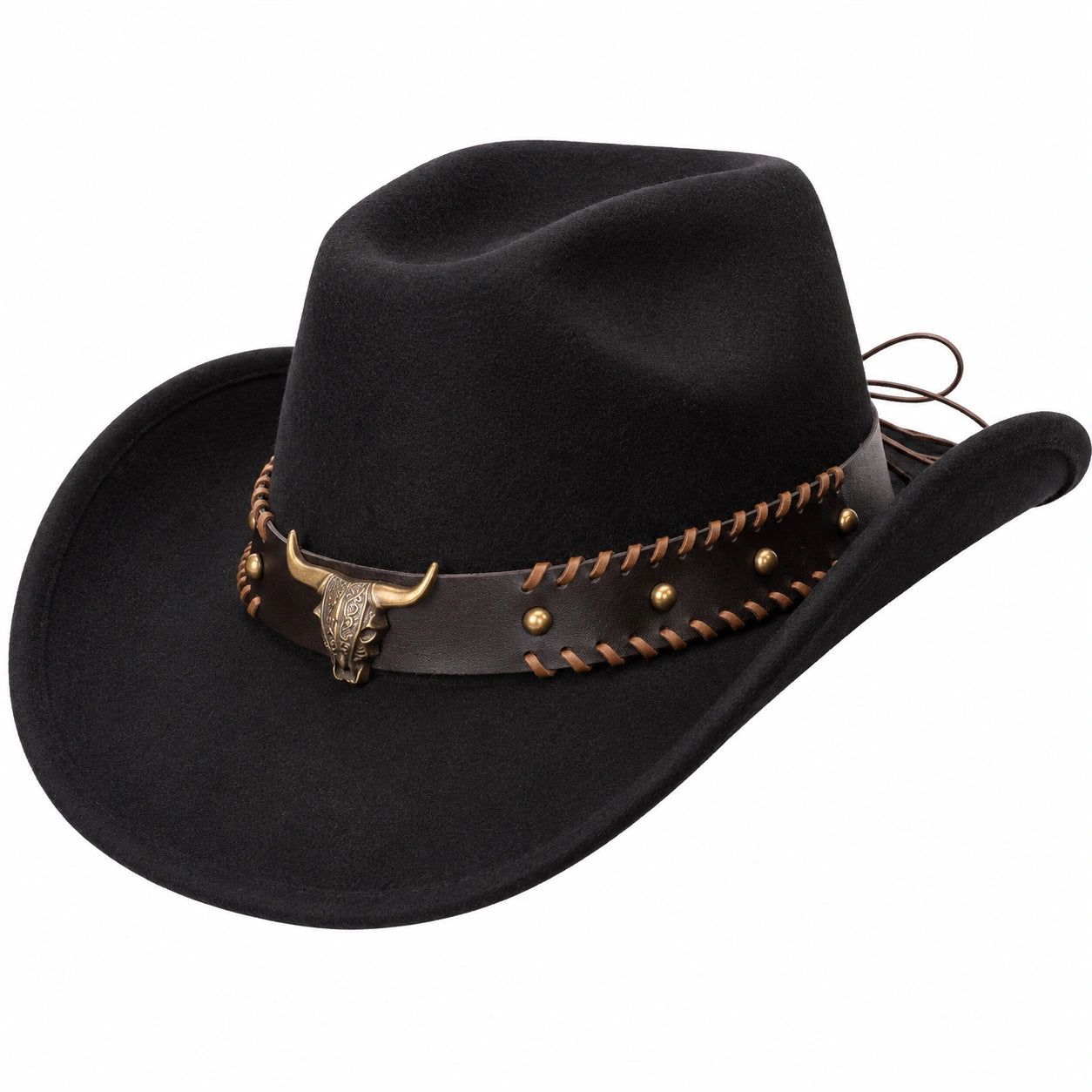 Schwarzer Cowboyhut mit Stieremblem