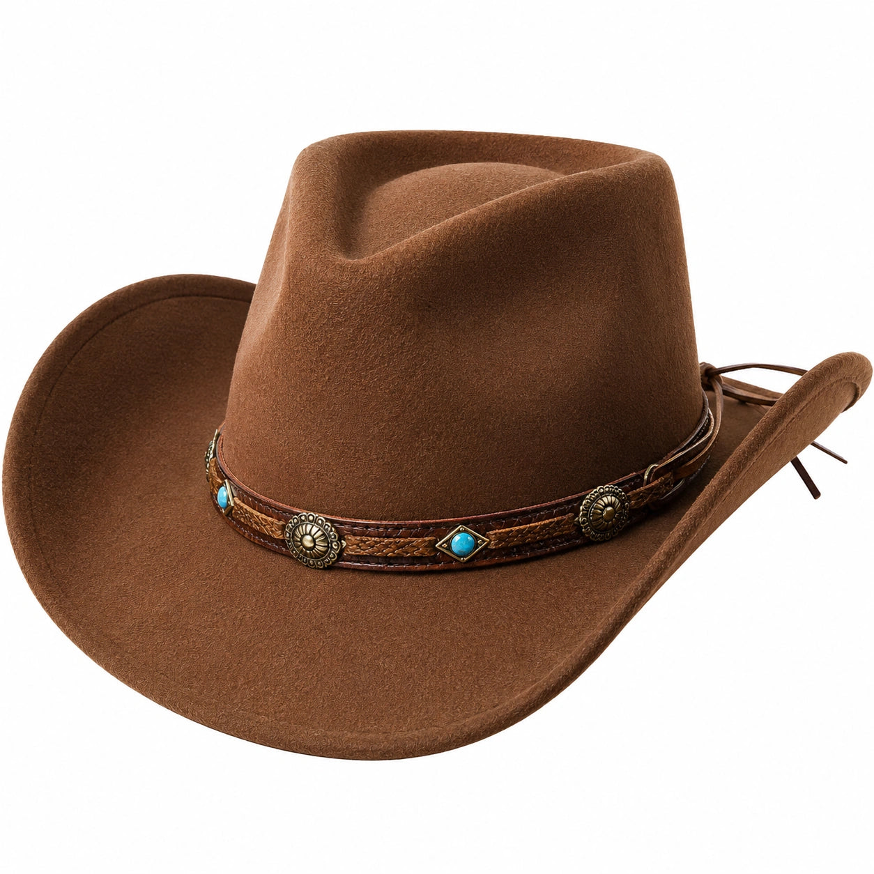 Brauner Western-Cowboyhut mit Verzierungen