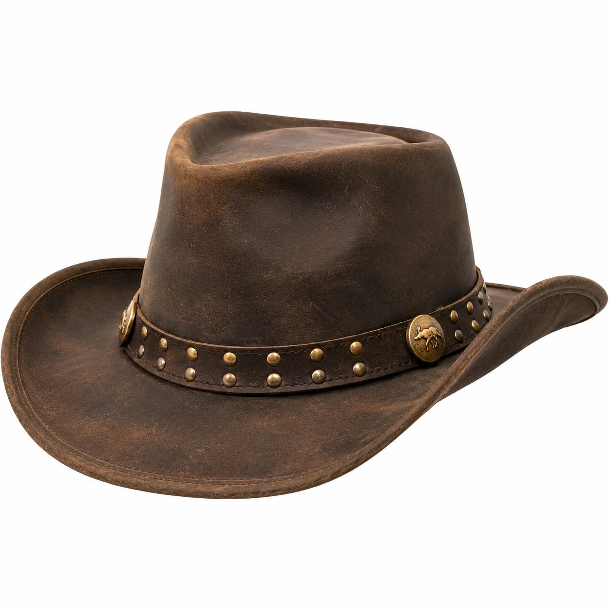 Klassischer Cowboyhut Braun mit Nieten