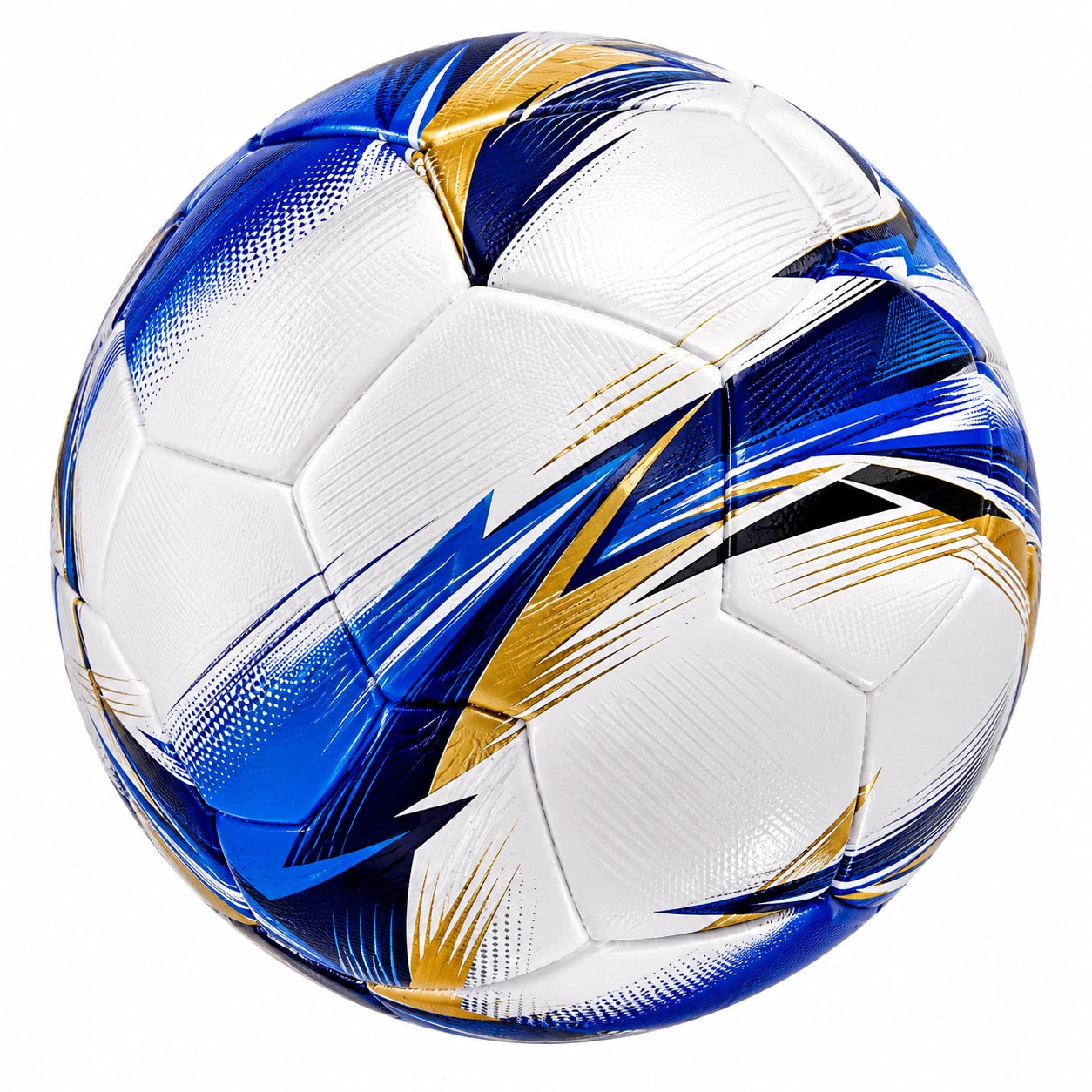 Fußball Trainingsball Größe 5 Weiß/Blau/Gold