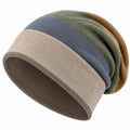 Unisex Gestreifte Beanie Mütze in Beige/Blau/Grün/Braun für Erwachsene