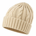 Beanie Mütze mit Zopfmuster Beige